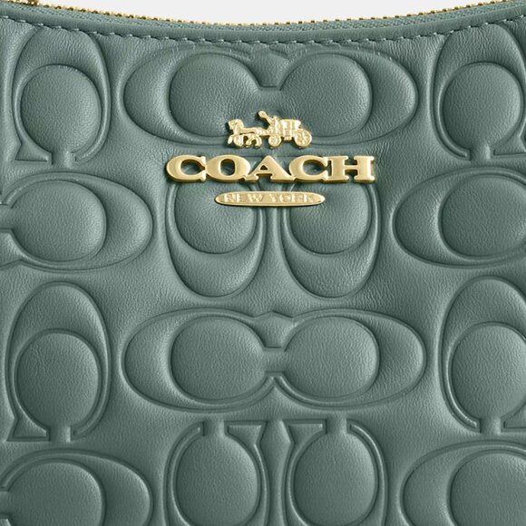 NWT Coach CY674 Teri Signature Blocked Leather Shoulder Bag in Sage Green SEALED - Picture 6 of 10